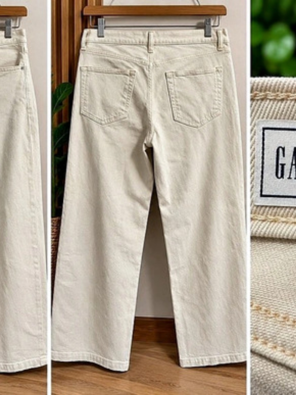 Gap High Rise Stride Jeans Wide Leg Cream Waist 28
